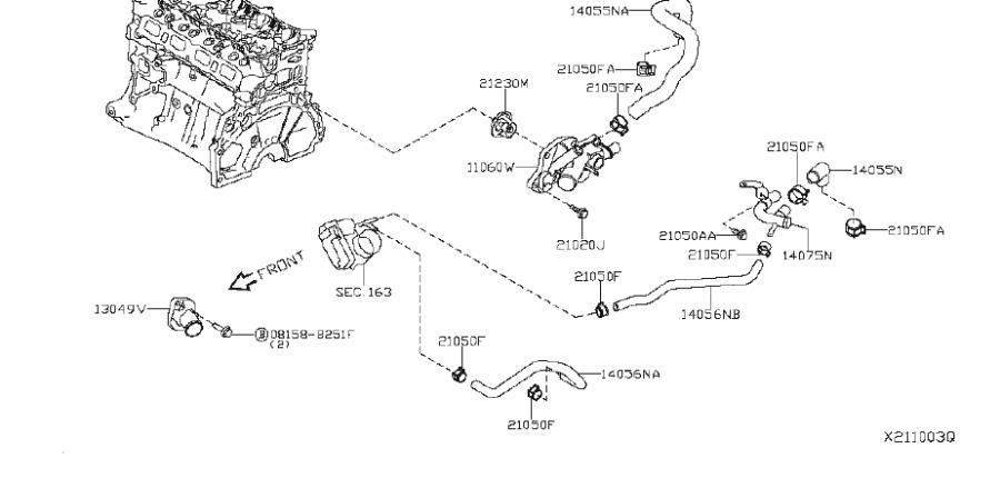 Nissan Sentra Engine Coolant Thermostat. WATER, COOLING, BUMP - 21230